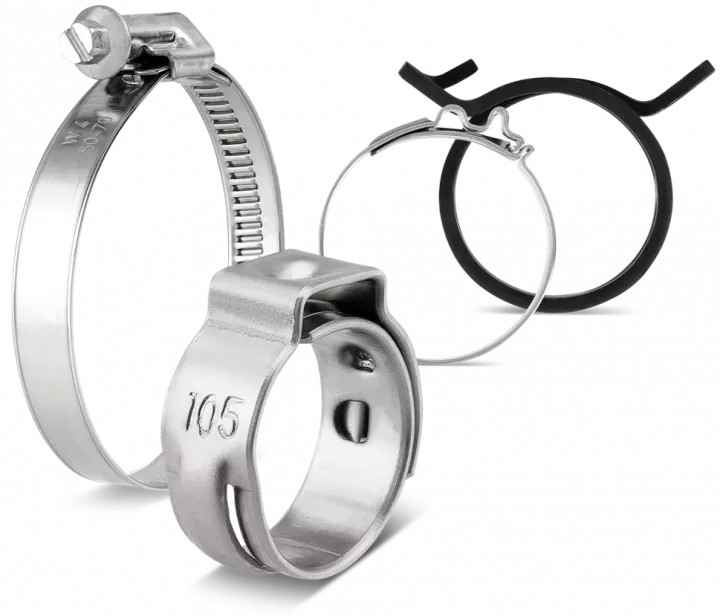Low profile outlet hose clamp